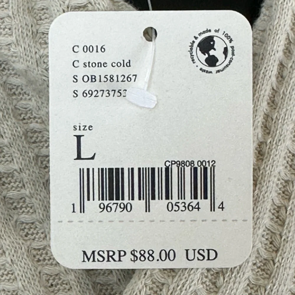 Free‎ People Stone Cold Juicy Long Sleeve Waffle Knit Top L Oversized Cowl Neck